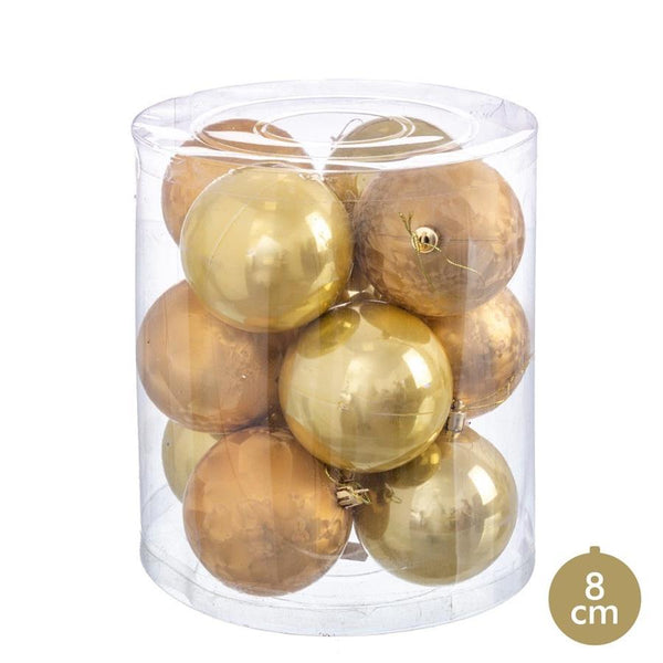 Set of 12 Hanging Gold Baubles 8cm