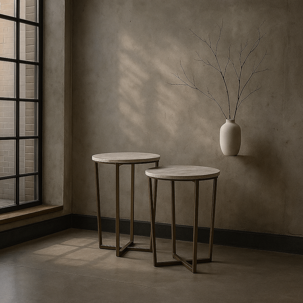 Set of 2 Elegant Marble Top Side Tables - LUXONAS