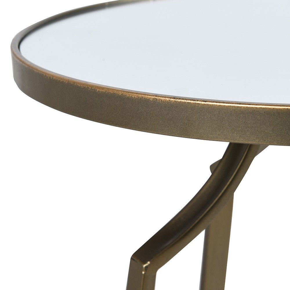 Set of 2 Gold Side Tables with Mirror Top - LUXONAS