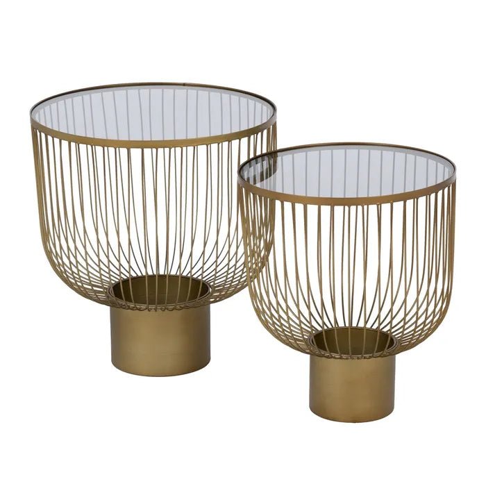 Set of 2 Gold Trapped Coffee Tables - LUXONAS