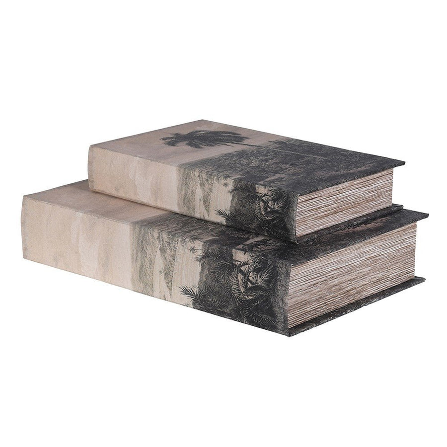 Set of 2 Palm Tree Decorative Book Boxes