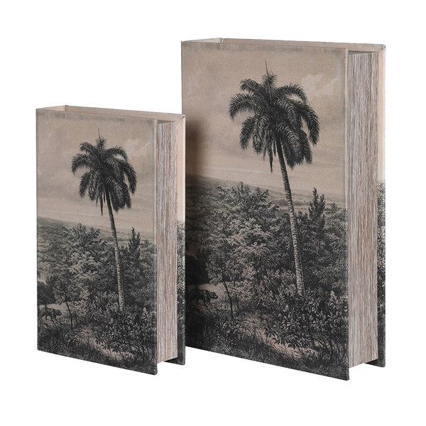 Set of 2 Palm Tree Decorative Book Boxes