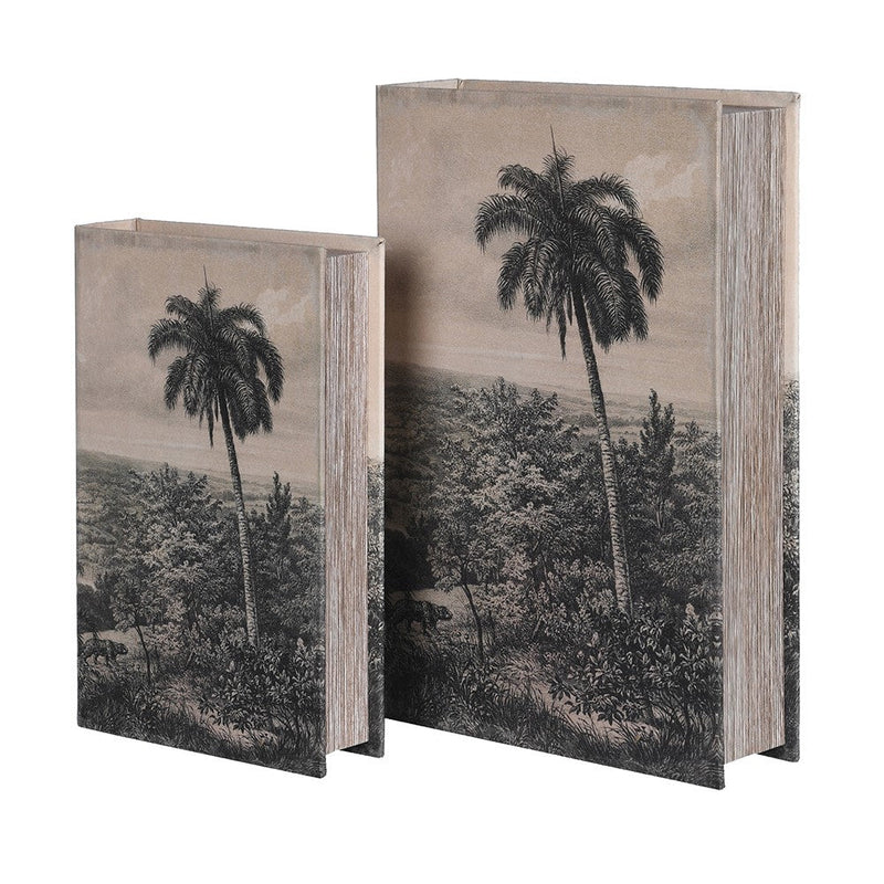 Set of 2 Palm Tree Decorative Book Boxes