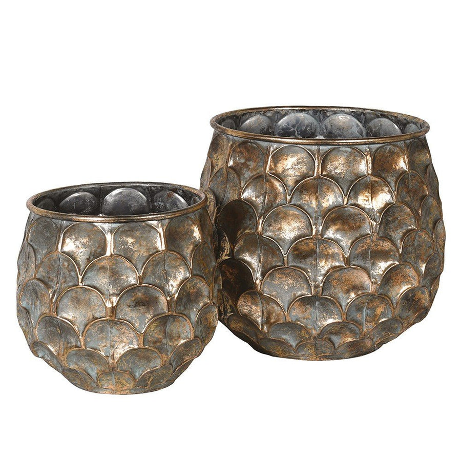 Set of 2 Planters with Petal Design