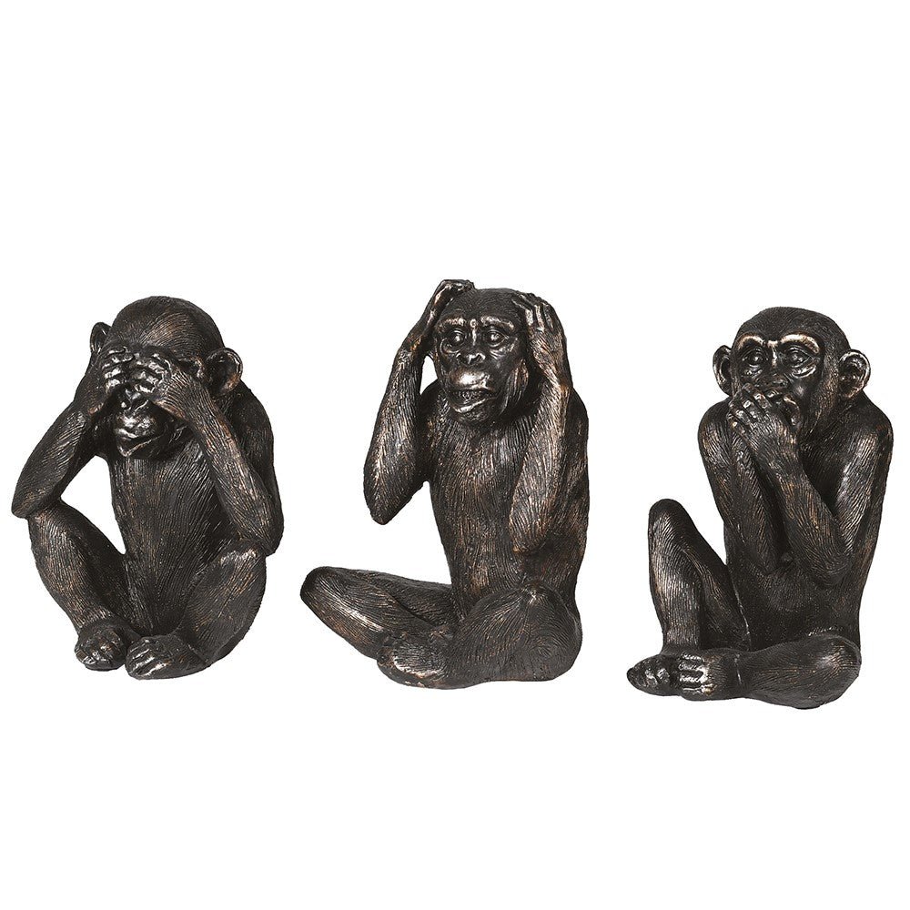 Set of 3 No Evil Monkeys Decorative Resin Figurines