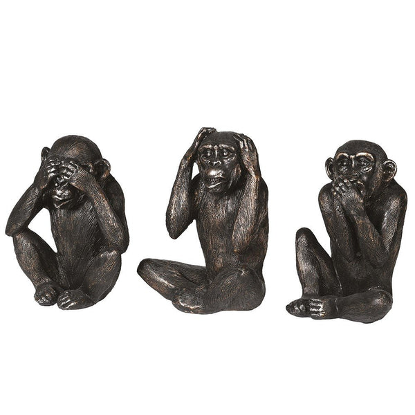 Set of 3 No Evil Monkeys Decorative Resin Figurines