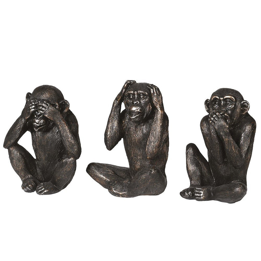 Set of 3 No Evil Monkeys Decorative Resin Figurines