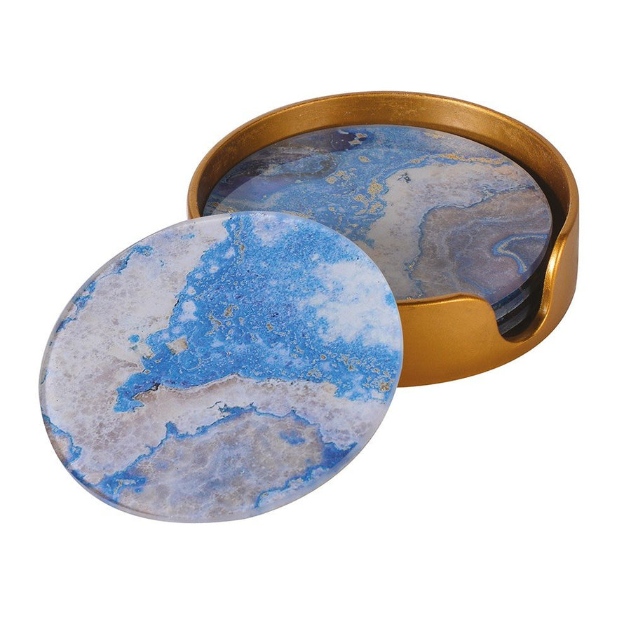 Set of 4 Blue Marble Effect Coasters