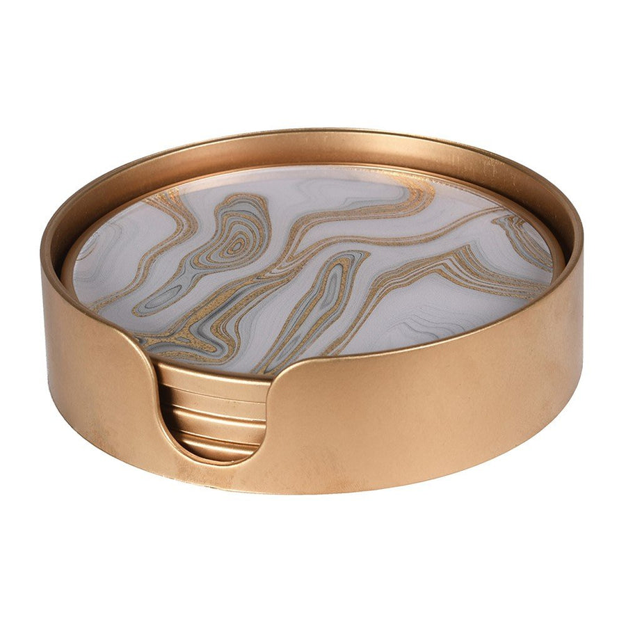 Set of 4 Gold Swirl Pattern Coasters