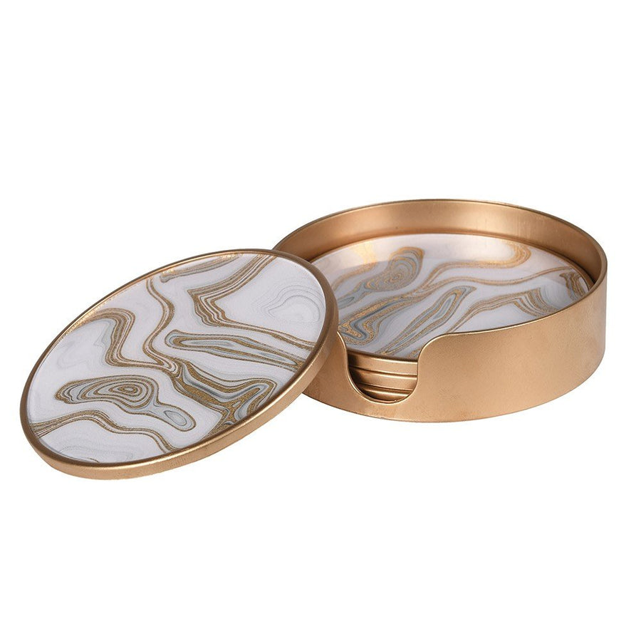 Set of 4 Gold Swirl Pattern Coasters