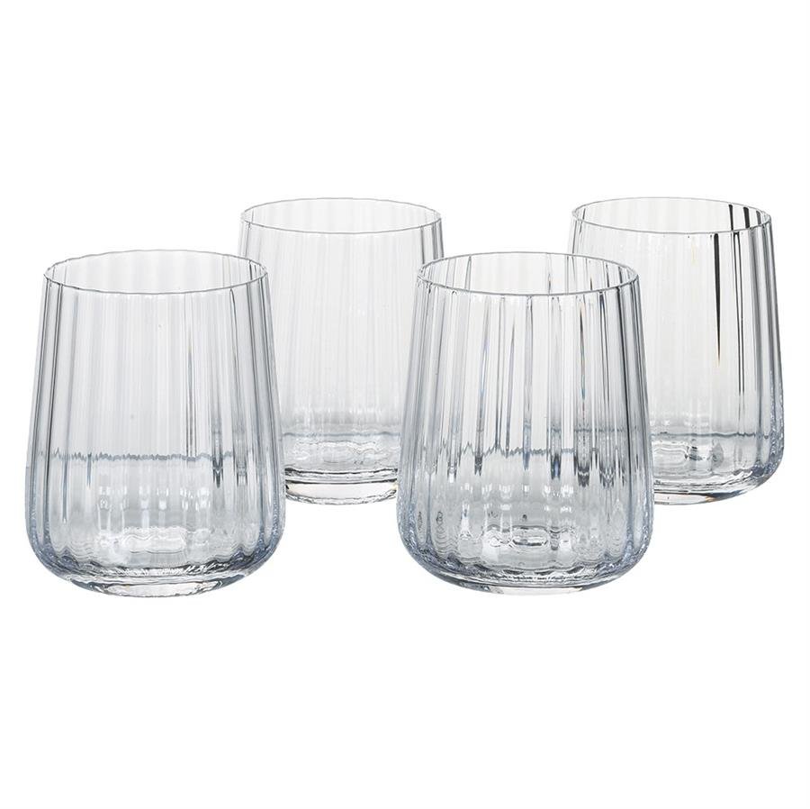 Set of 4 Ribbed Whisky Glasses - LUXONAS