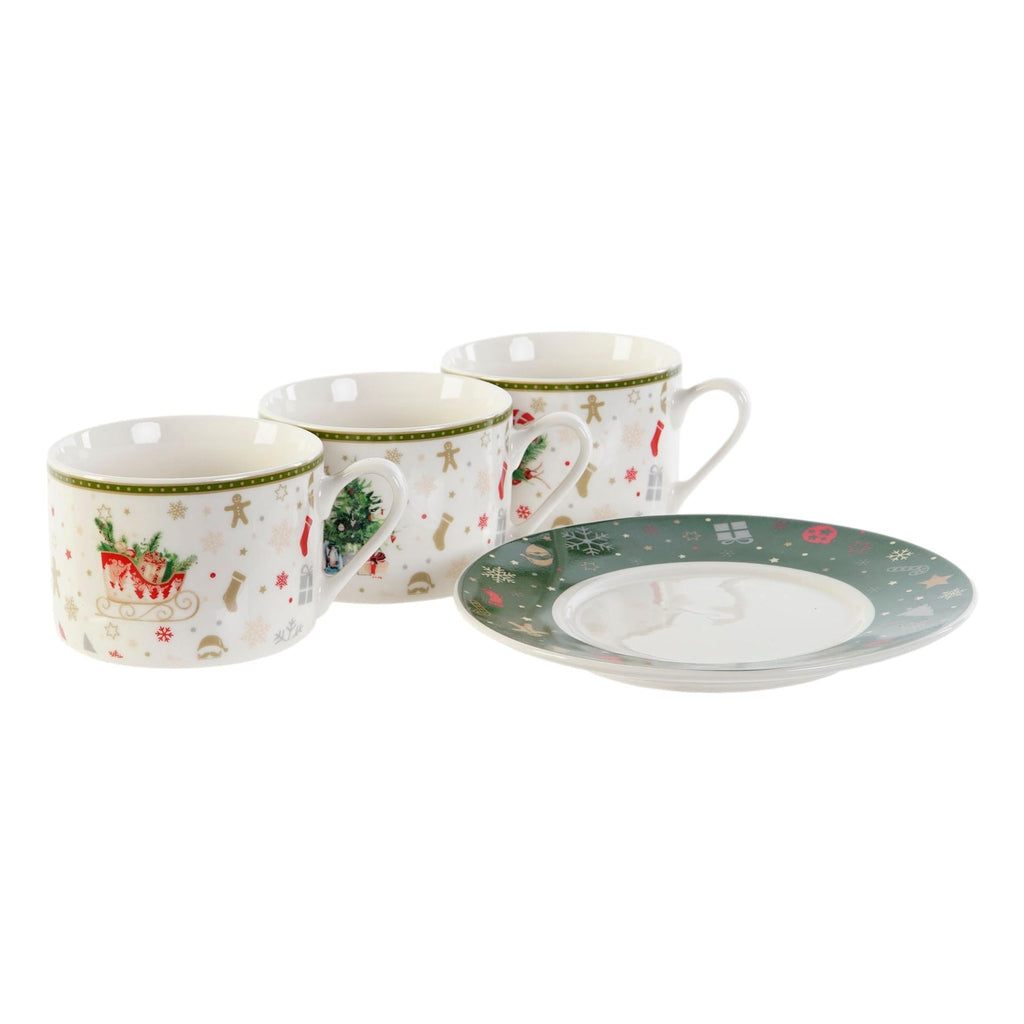 Set of 6 Christmas Coffee Porcelain Cups - 200ml - LUXONAS
