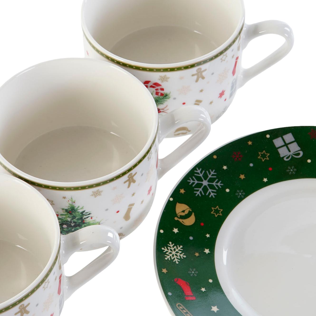Set of 6 Christmas Coffee Porcelain Cups - 200ml - LUXONAS