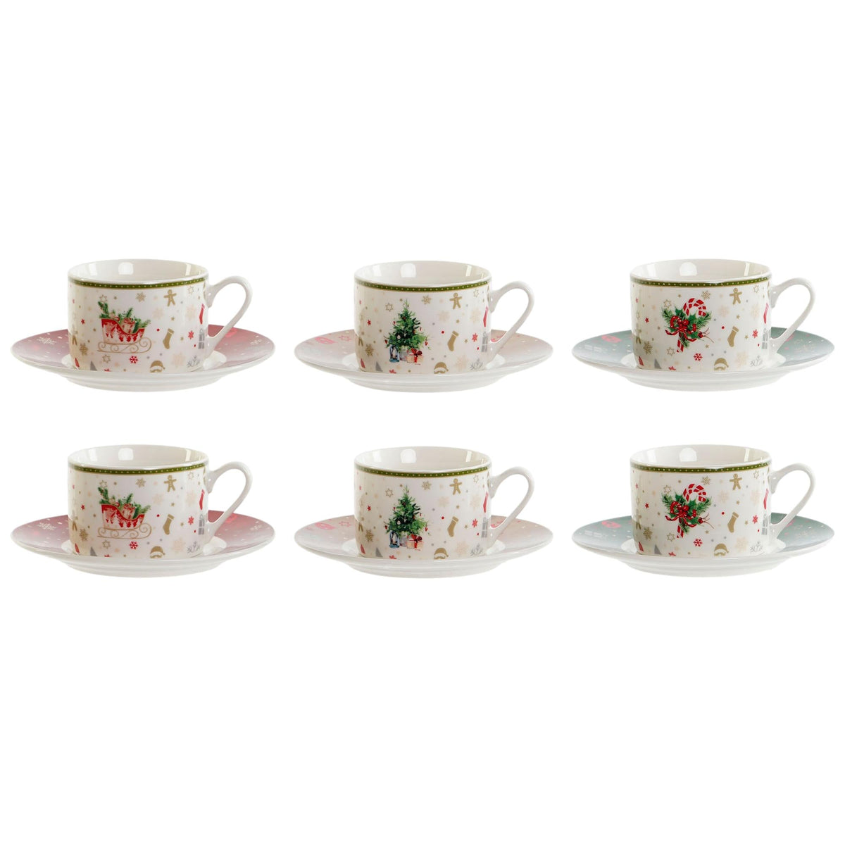 Set of 6 Christmas Coffee Porcelain Cups - 200ml