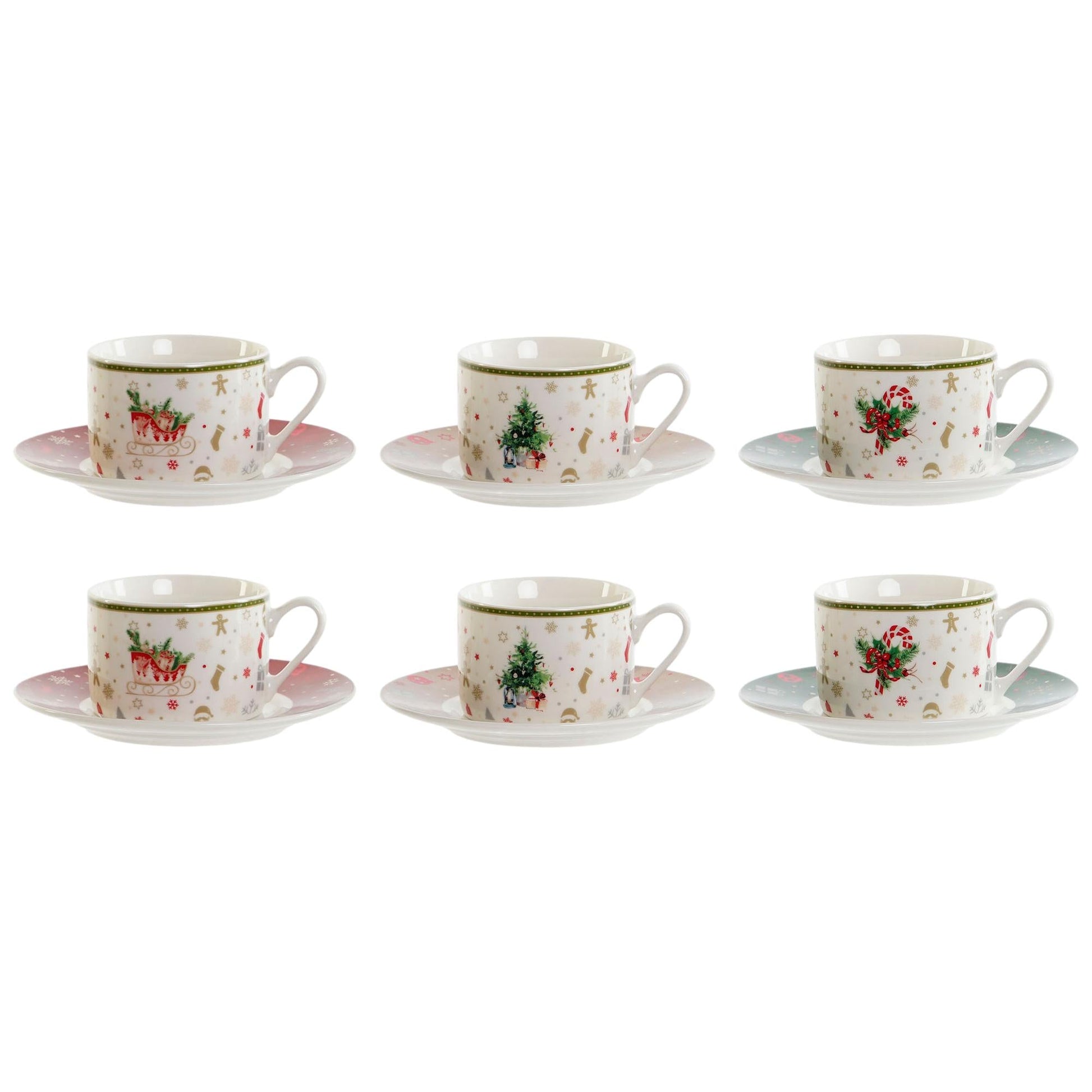 Set of 6 Christmas Coffee Porcelain Cups - 200ml - LUXONAS
