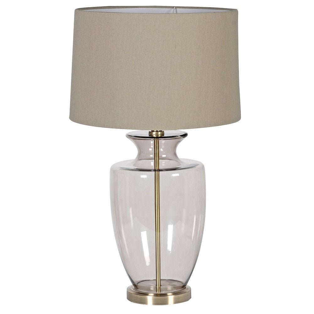 Shaped Smoked Glass Table Lamp