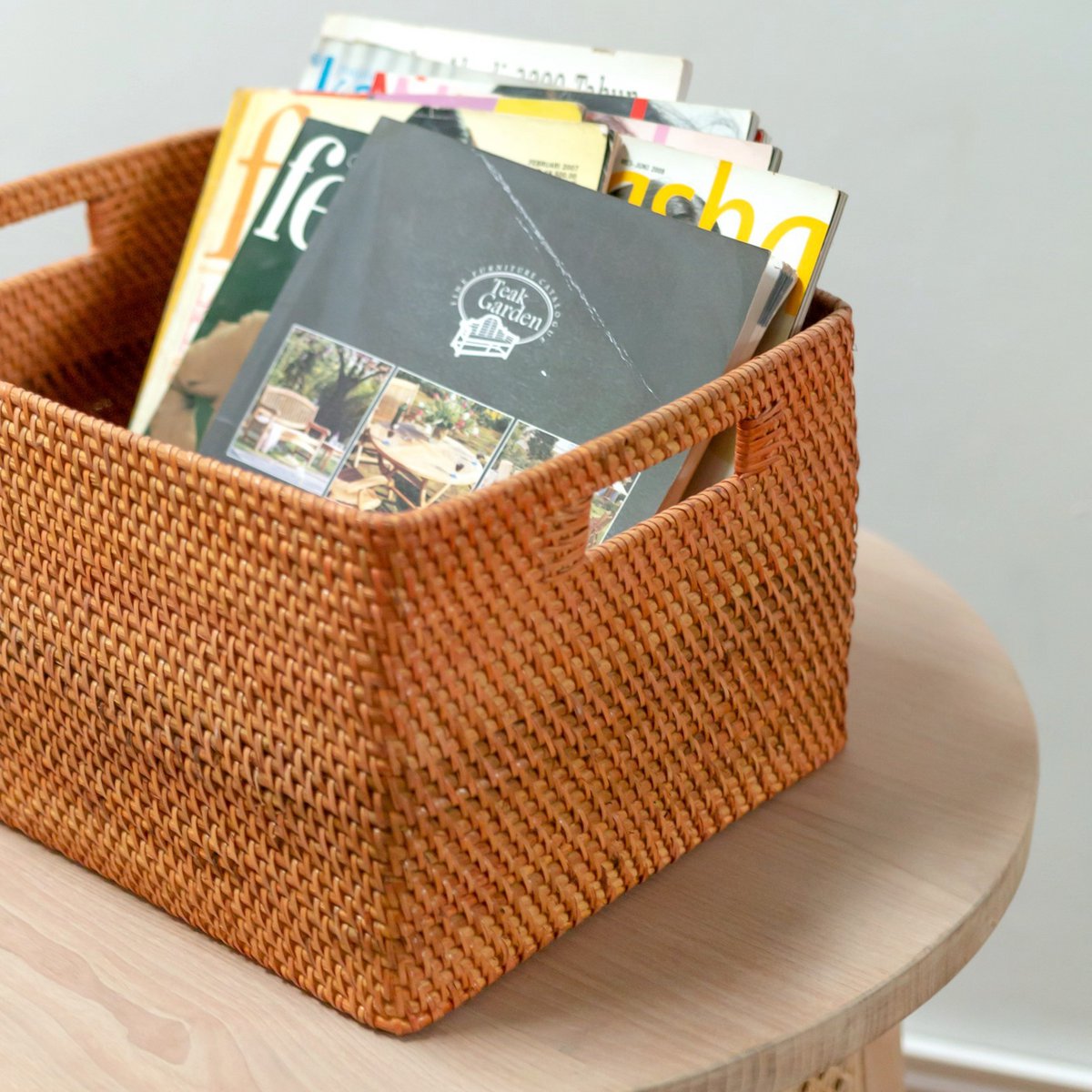 Shelf Basket made from Rattan, Newspaper Storage Basket, Brown Handwoven Decorative Basket WARSA (S, M, L) - LUXONAS HOME