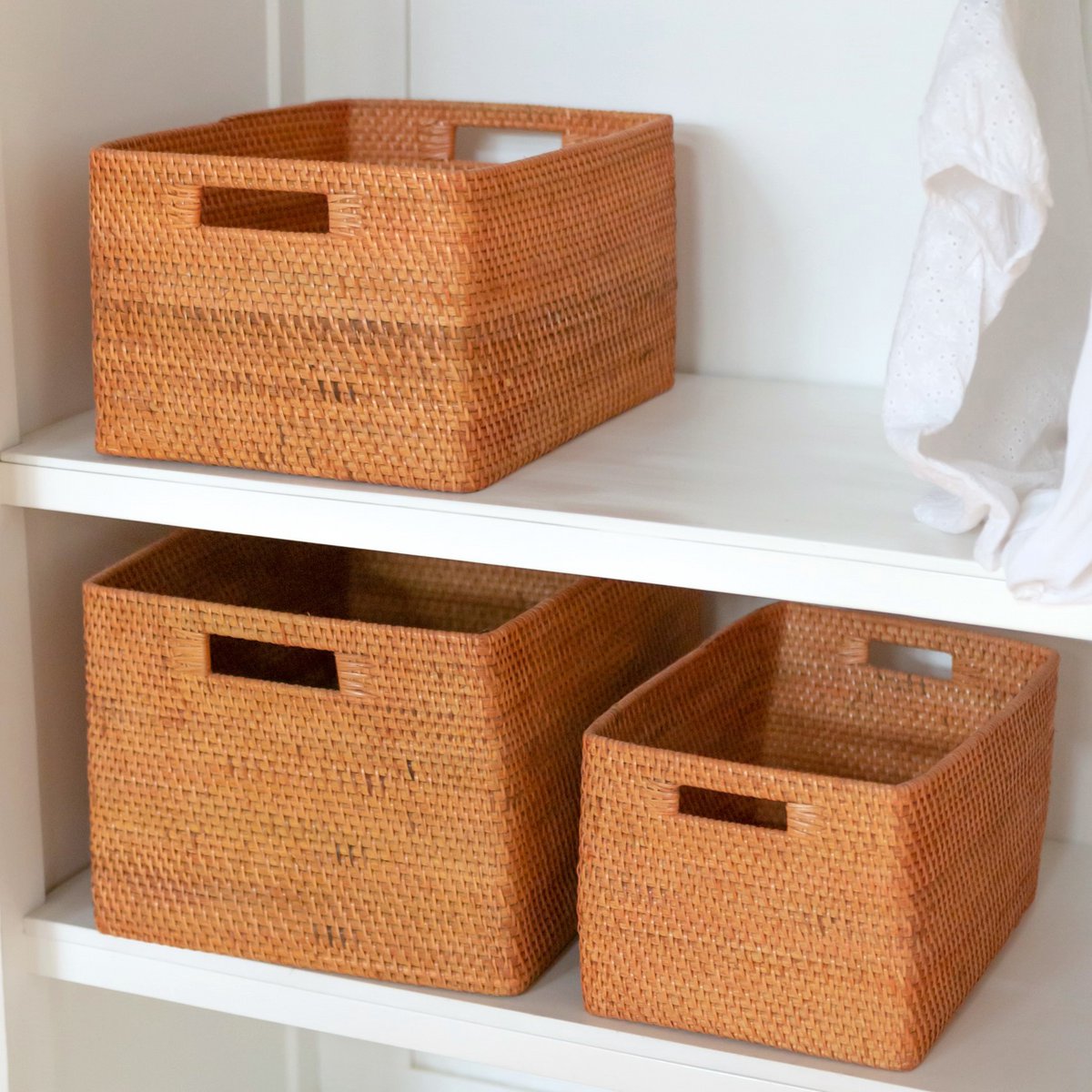 Shelf Basket made from Rattan, Newspaper Storage Basket, Brown Handwoven Decorative Basket WARSA (S, M, L) - LUXONAS HOME
