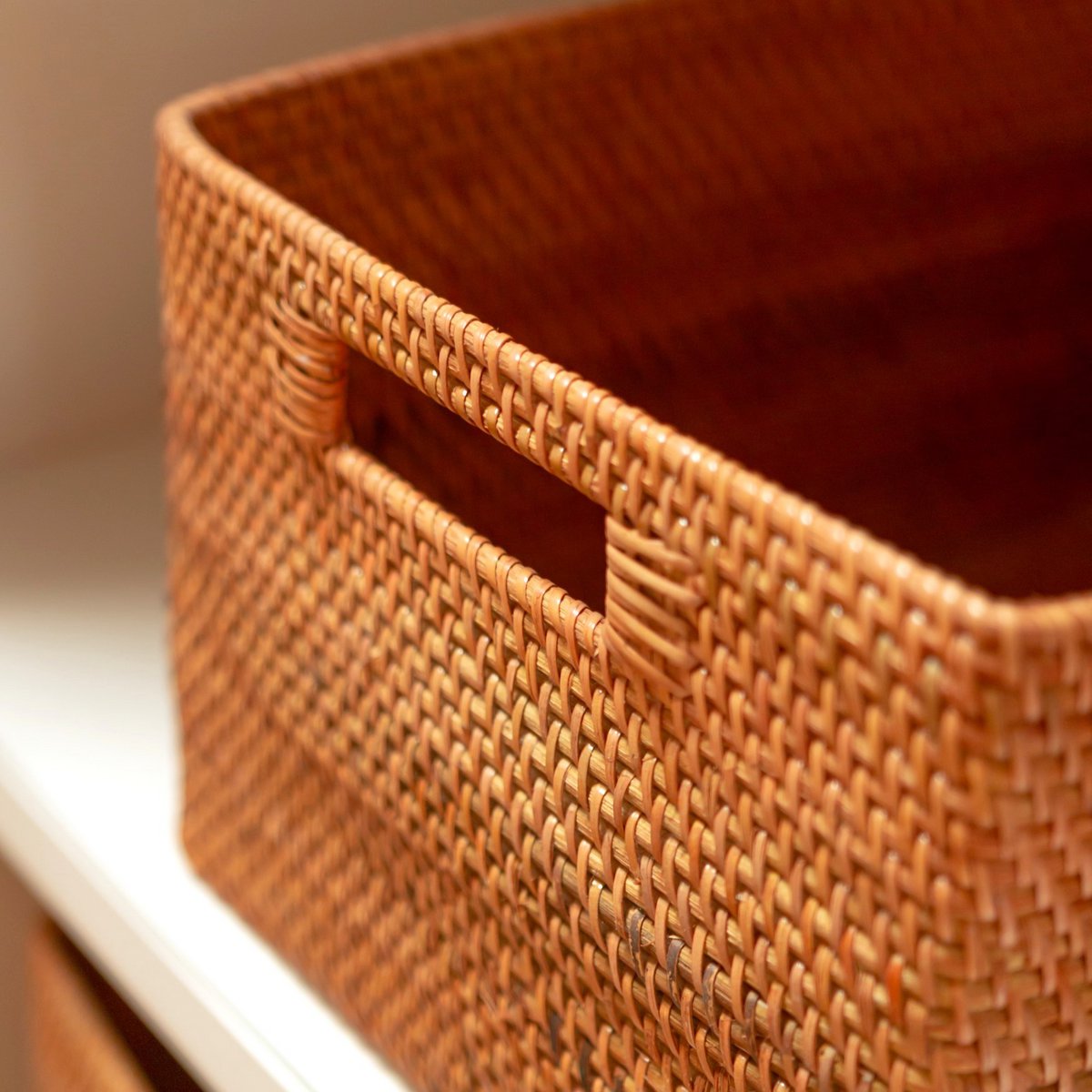 Shelf Basket made from Rattan, Newspaper Storage Basket, Brown Handwoven Decorative Basket WARSA (S, M, L) - LUXONAS HOME