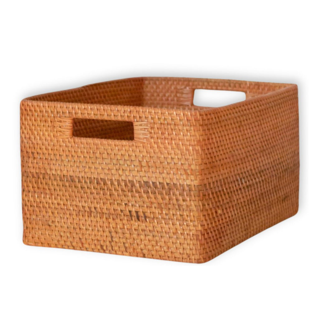Shelf Basket made from Rattan, Newspaper Storage Basket, Brown Handwoven Decorative Basket WARSA (S, M, L) - LUXONAS HOME