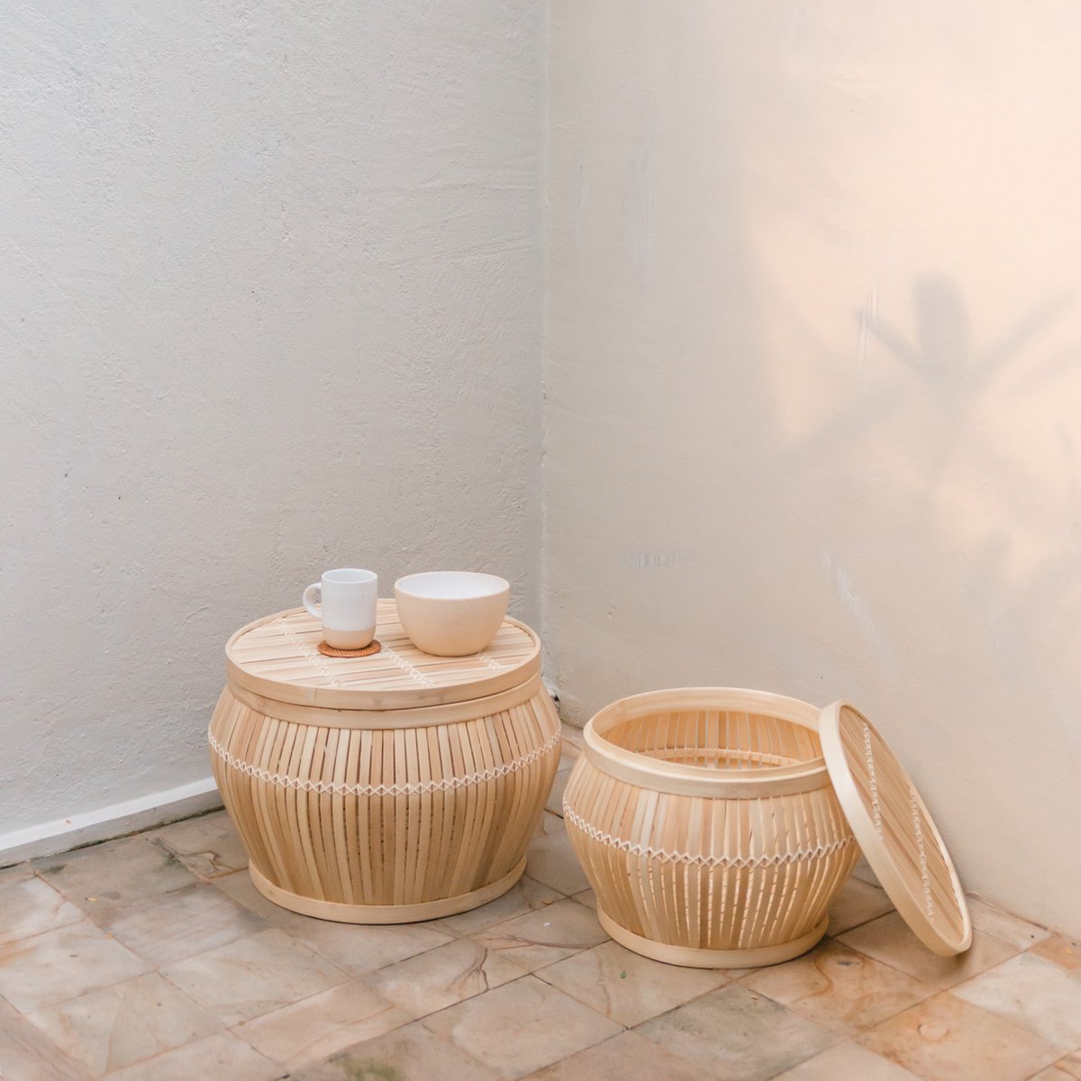 Side Table | Coffee Table | Table Basket BATAVIA made of Bamboo (2 sizes) - LUXONAS HOME