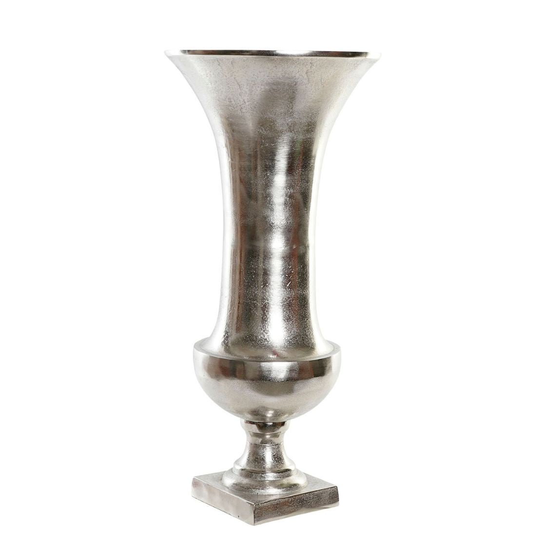 Elegant Silver Aluminium Cup Vase - 49cm