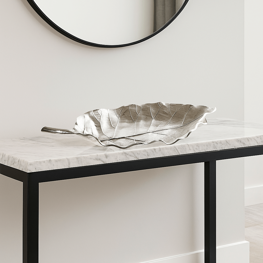 Silver Aluminium Leaf Bowl - LUXONAS