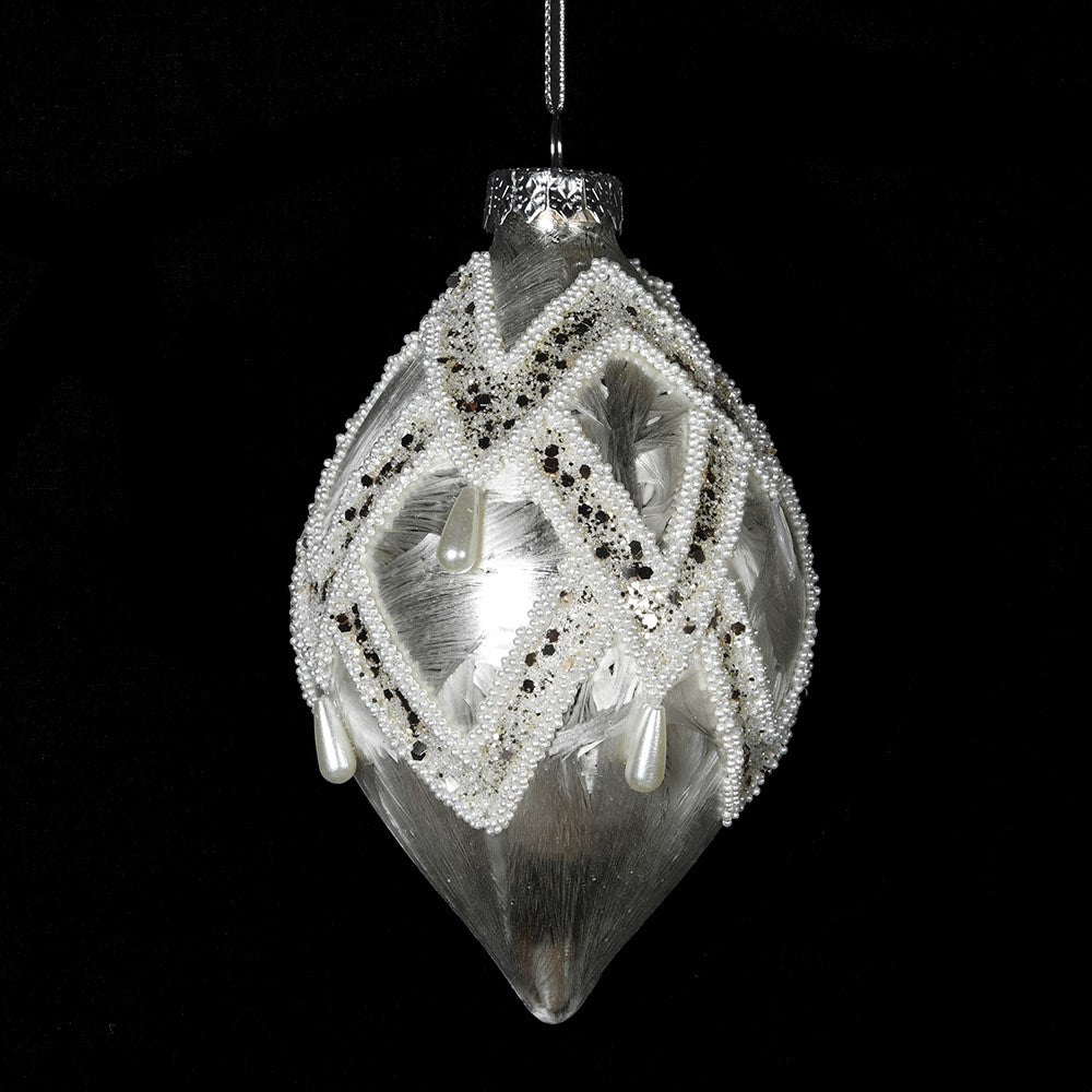 Silver Bead Finial Bauble