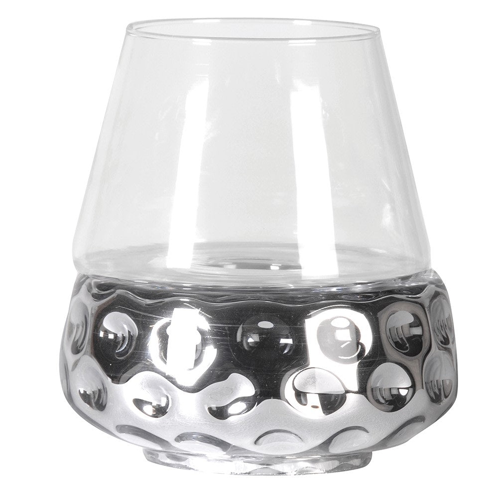 Elegant Silver Dimple Hurricane Candle Holder