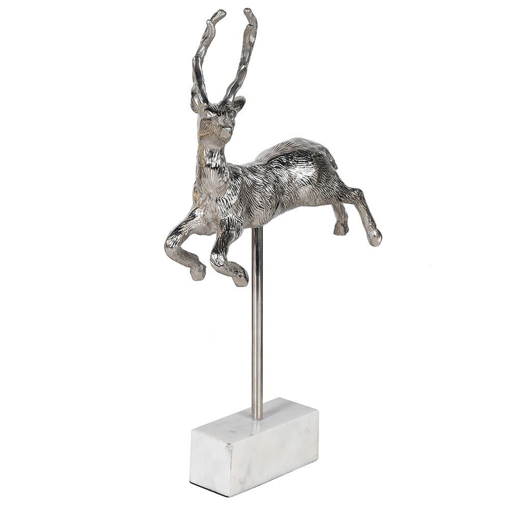 Silver Prancing Reindeer on Base - LUXONAS