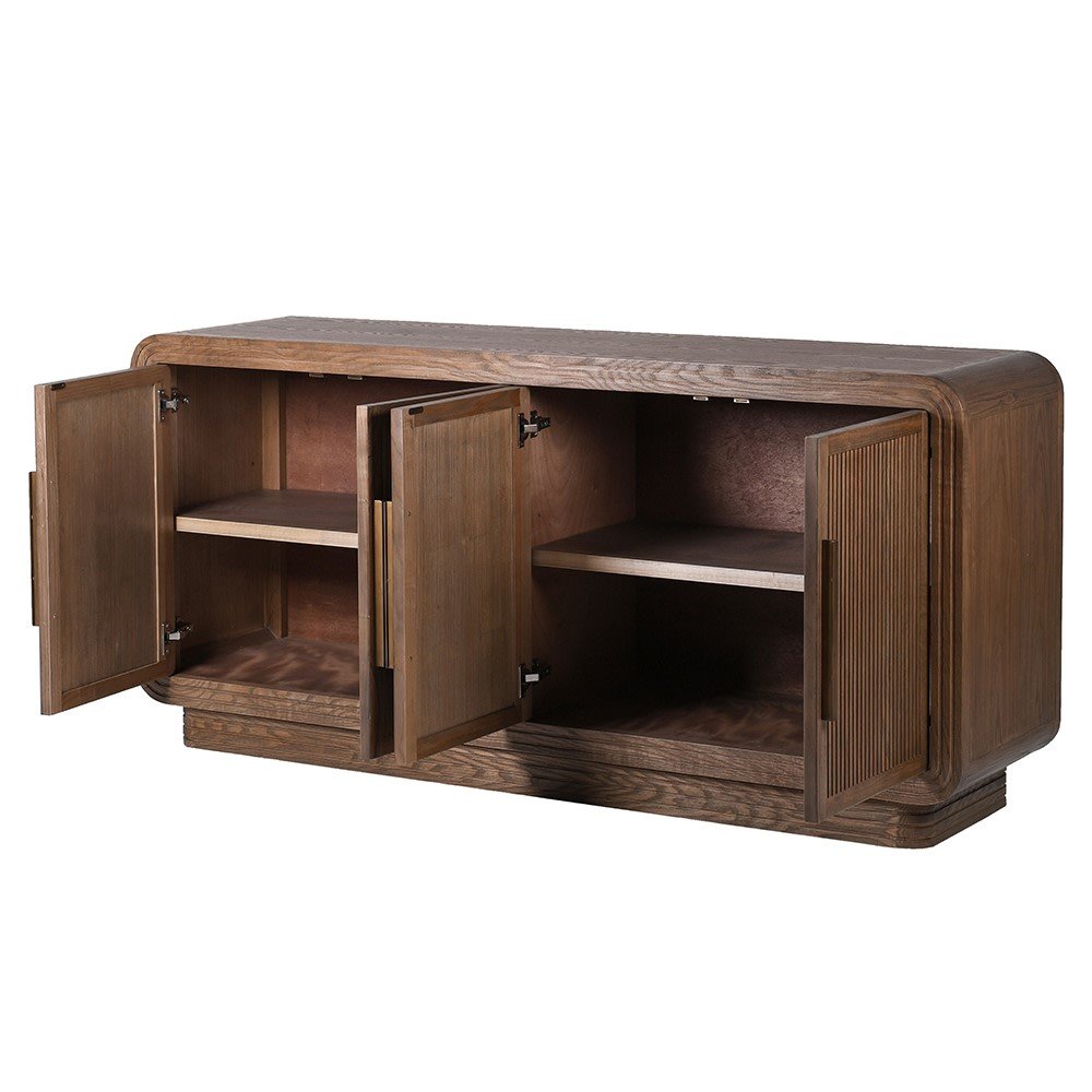 Slatted 4 Door Oak Sideboard - LUXONAS