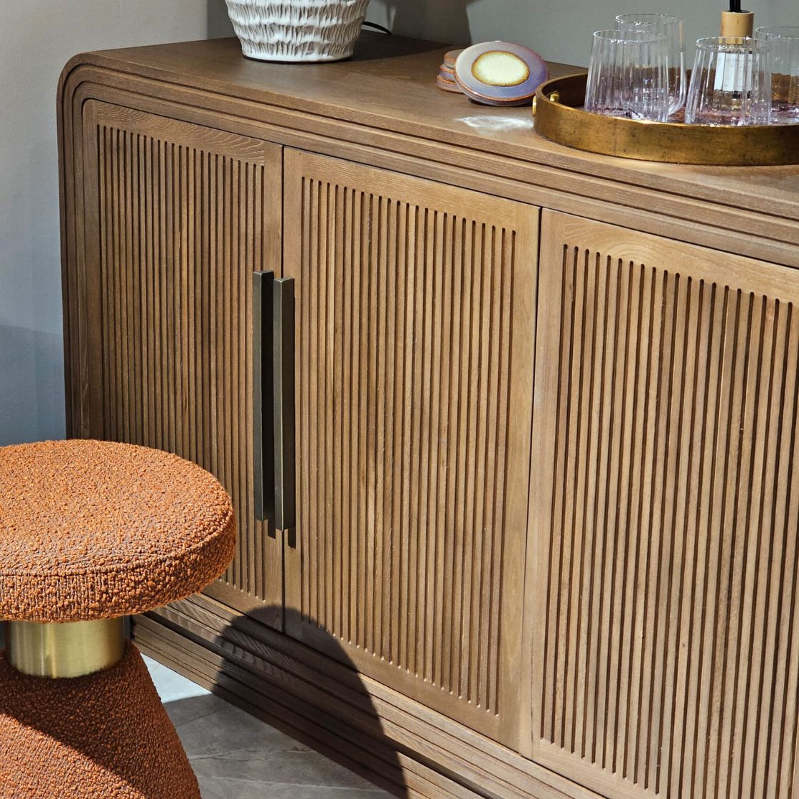Slatted 4 Door Oak Sideboard - LUXONAS
