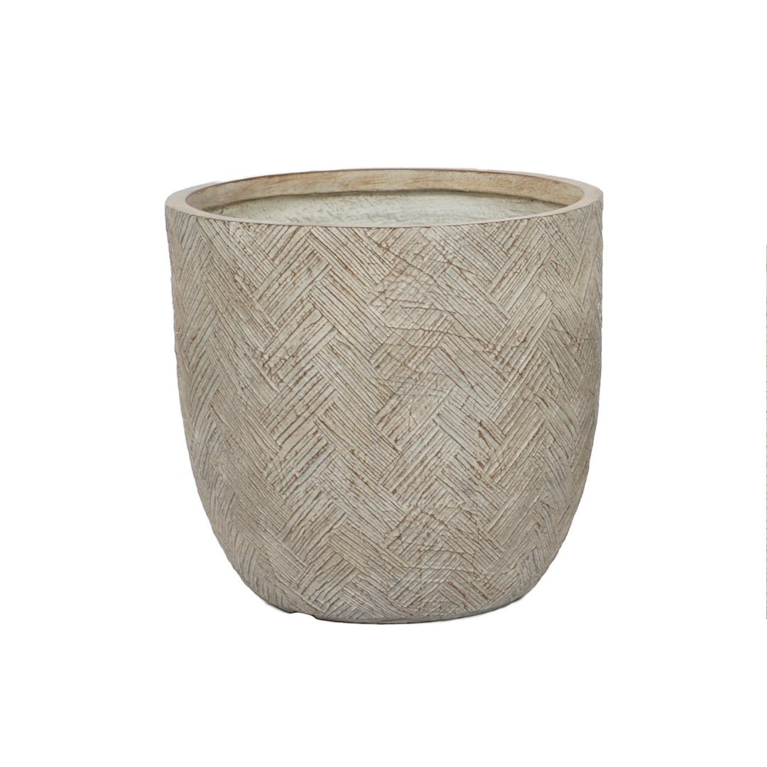 Small Beige Fibre Planter - LUXONAS