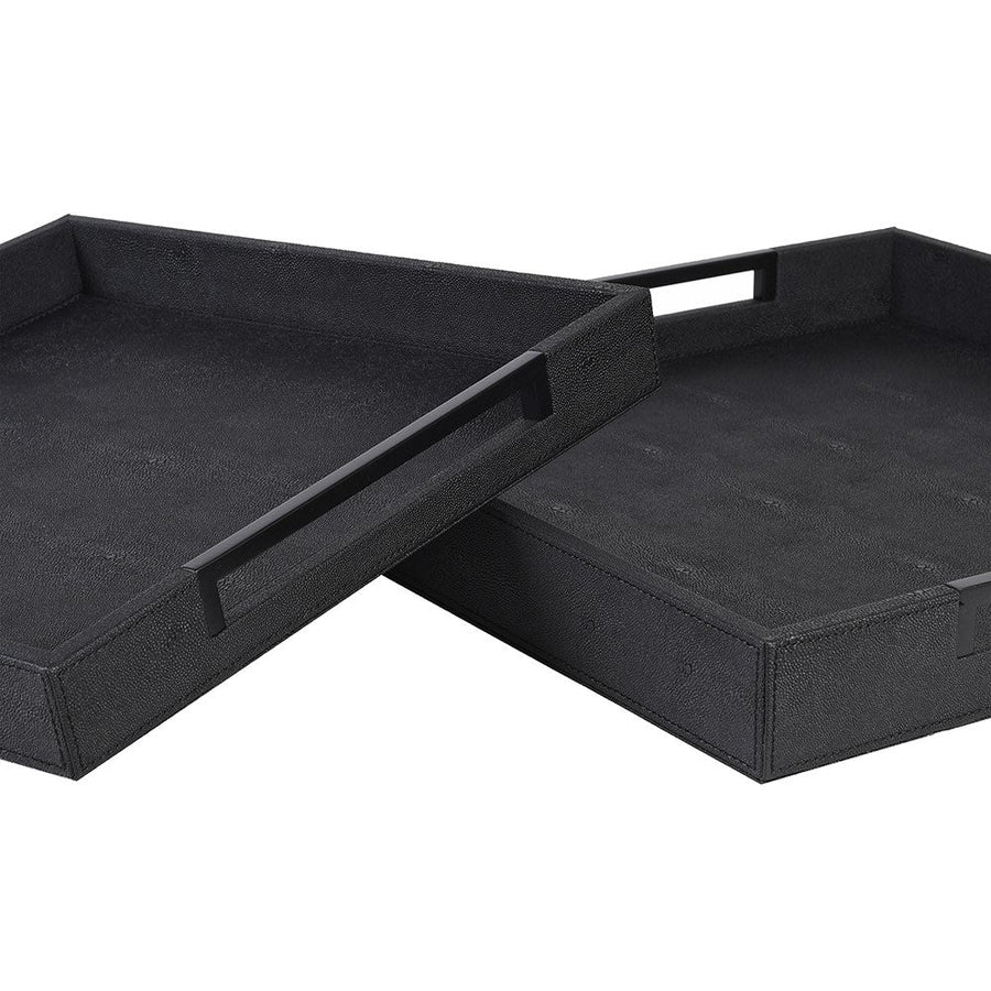 Small Black Faux Shagreen Tray