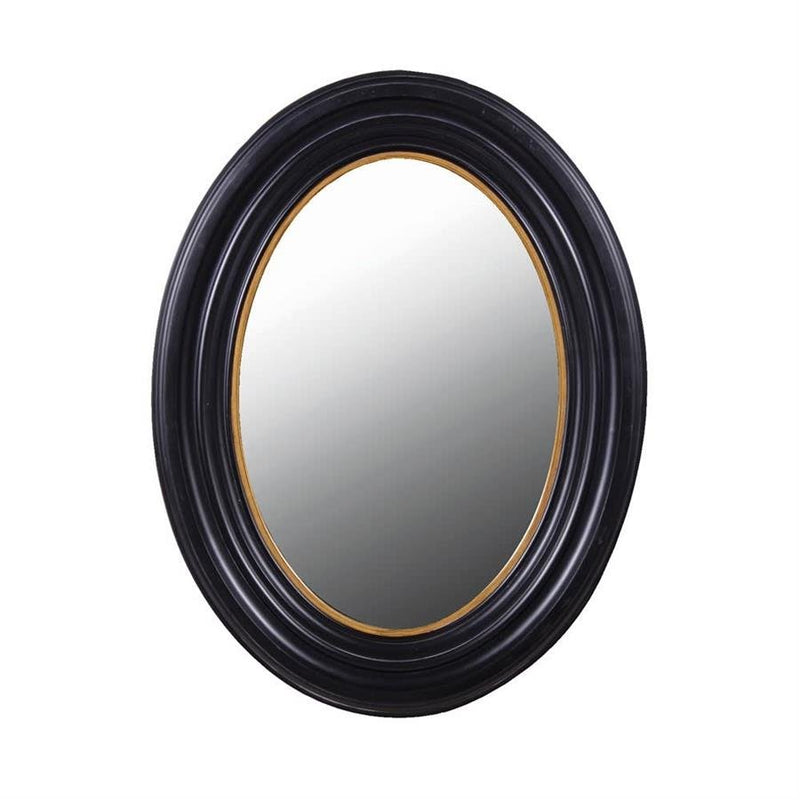 Small Black & Gold Oval Mirror