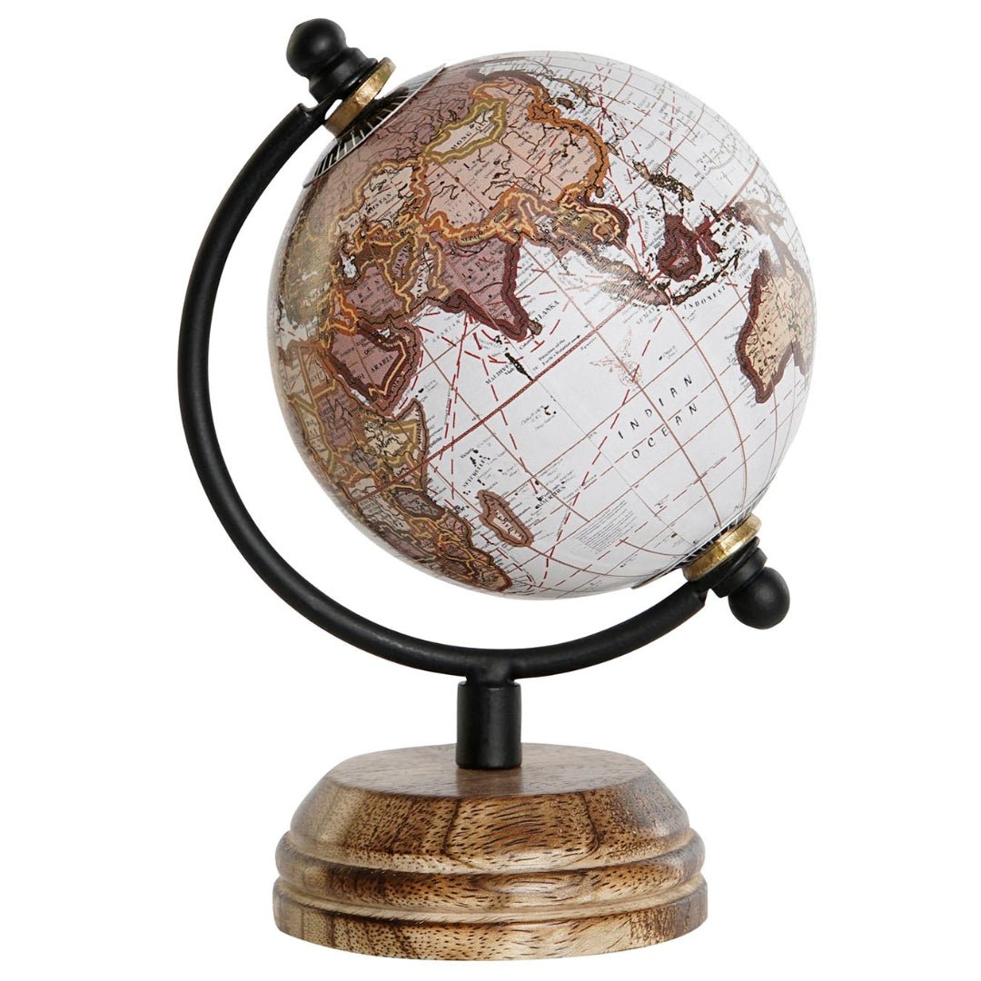 Small Brown Globe on Wooden Base - LUXONAS