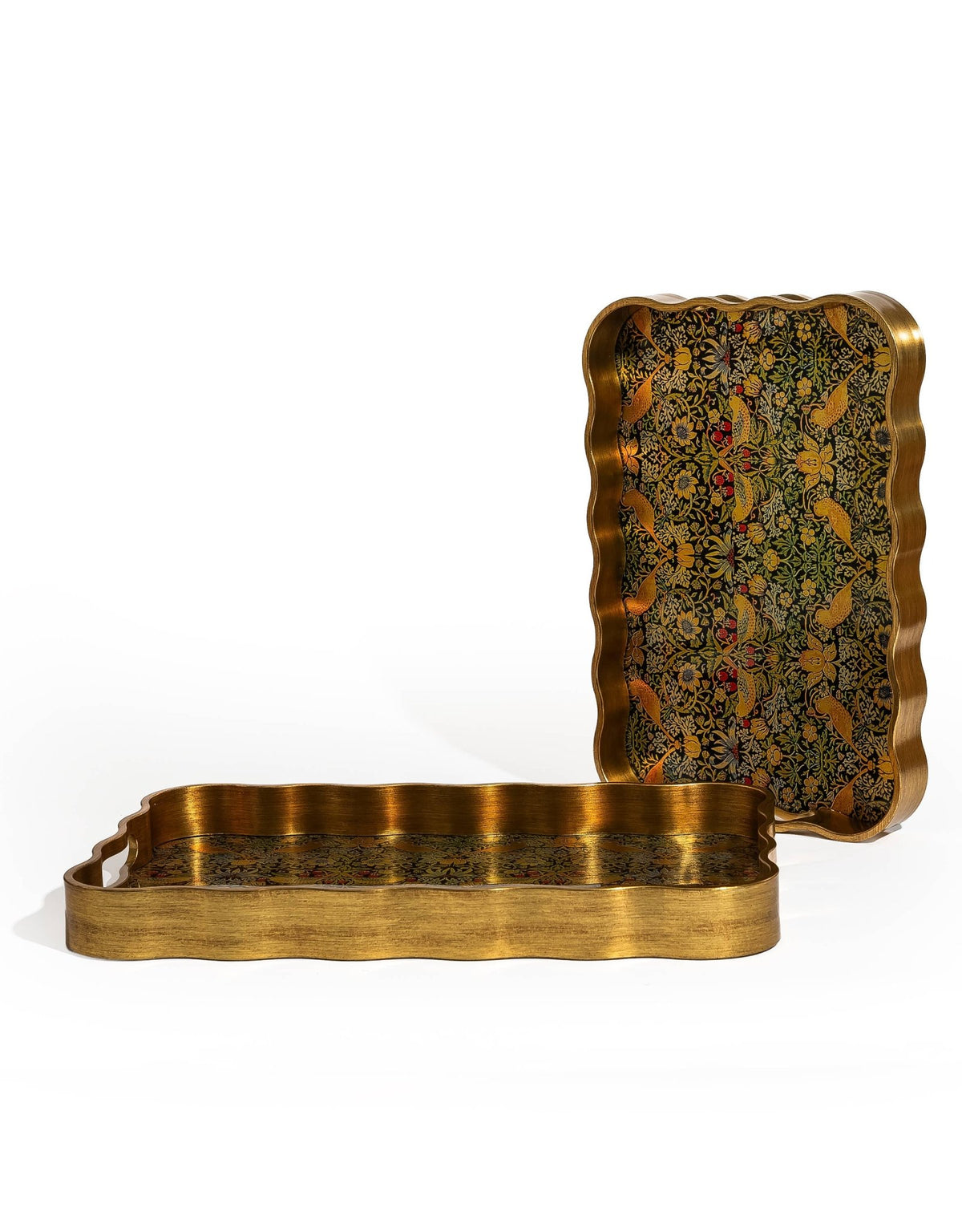 Large Brushed Gold Strawberry Thief Tray