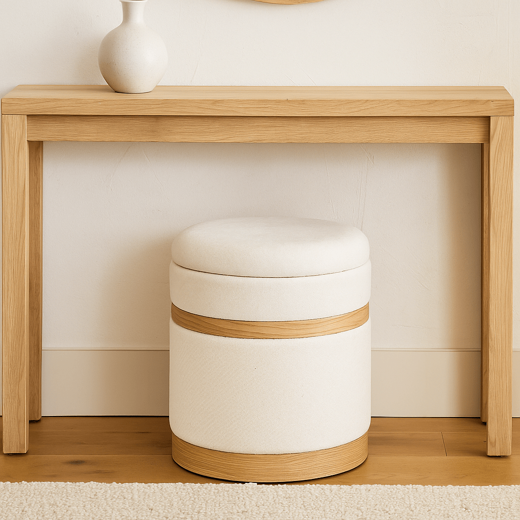 Small Cream & Wood Puff - LUXONAS