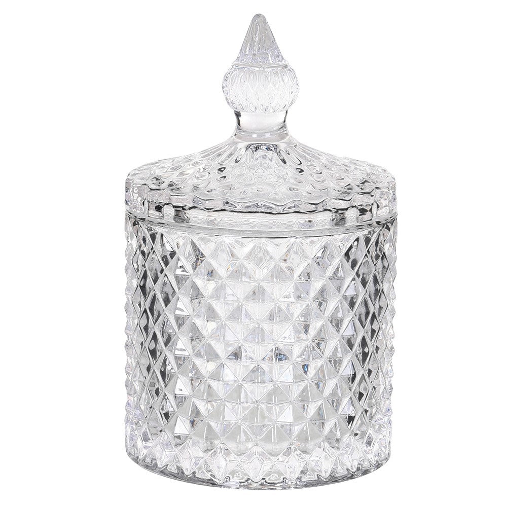 Elegant Small Cut Glass Jar with Lid