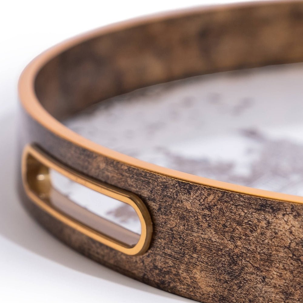 Small Dark Gold Oriental Garden Tray - LUXONAS HOME