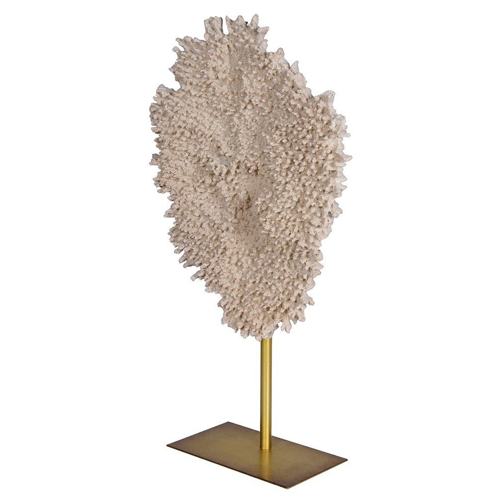 Small Faux Coral on Gold Metal Stand