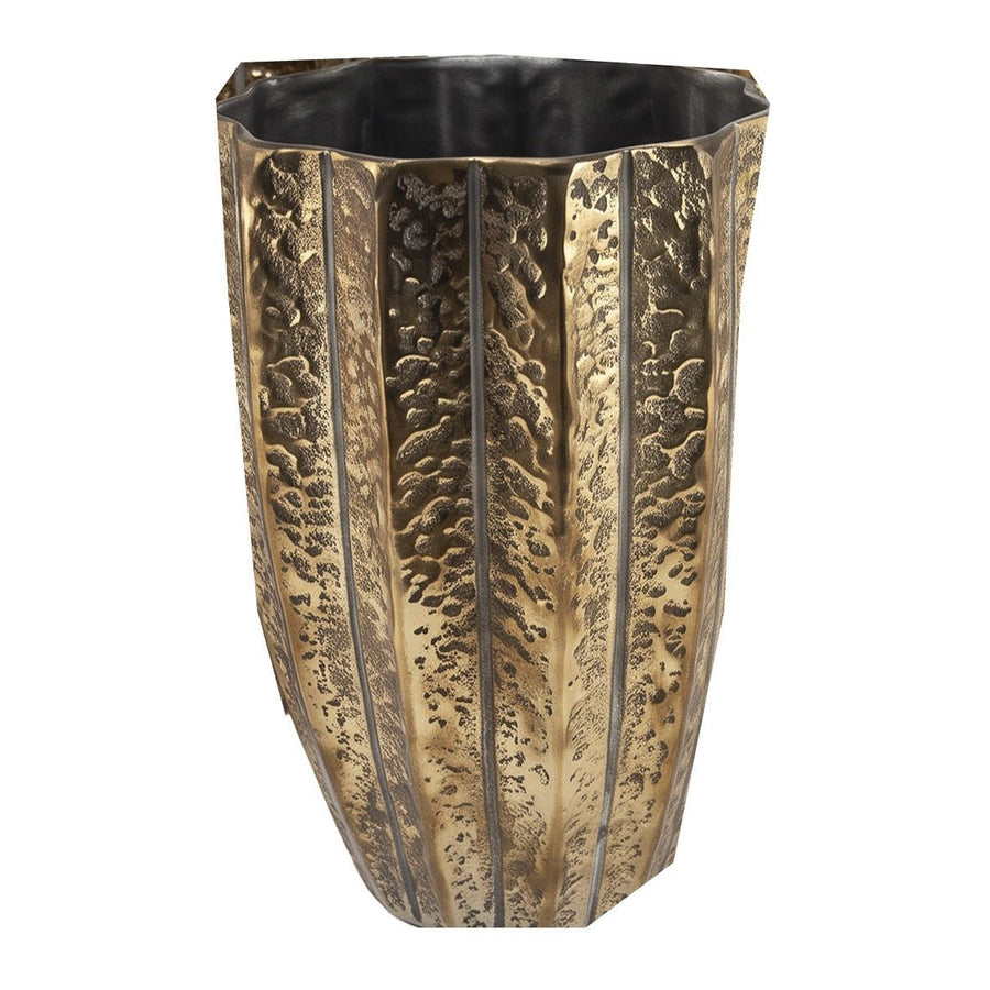 Small Gold Fluted Metal Vase