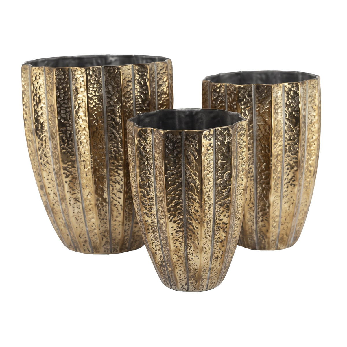 Small Gold Fluted Metal Vase