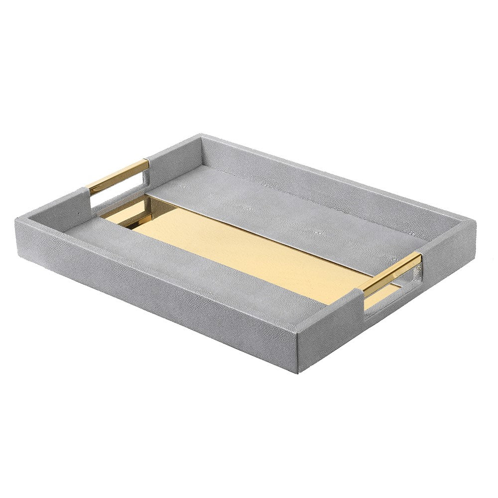 Small Gold Shagreen Tray with Gold Inlay