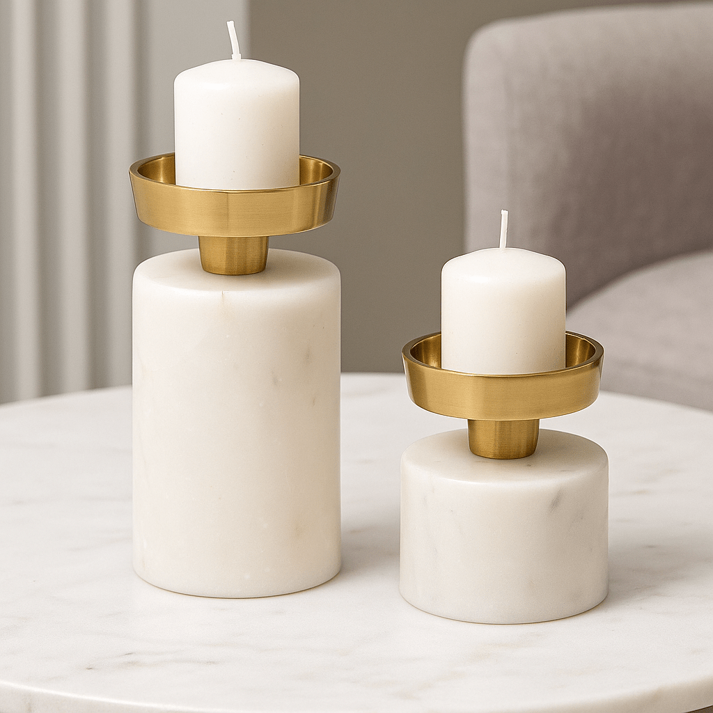 Small Granite Base Candle Holder - LUXONAS