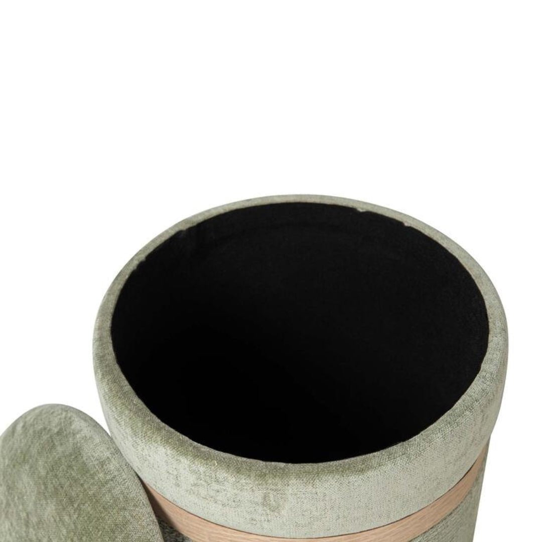 Small Green & Wood Puff - Stylish and Functional Seating Solution - LUXONAS