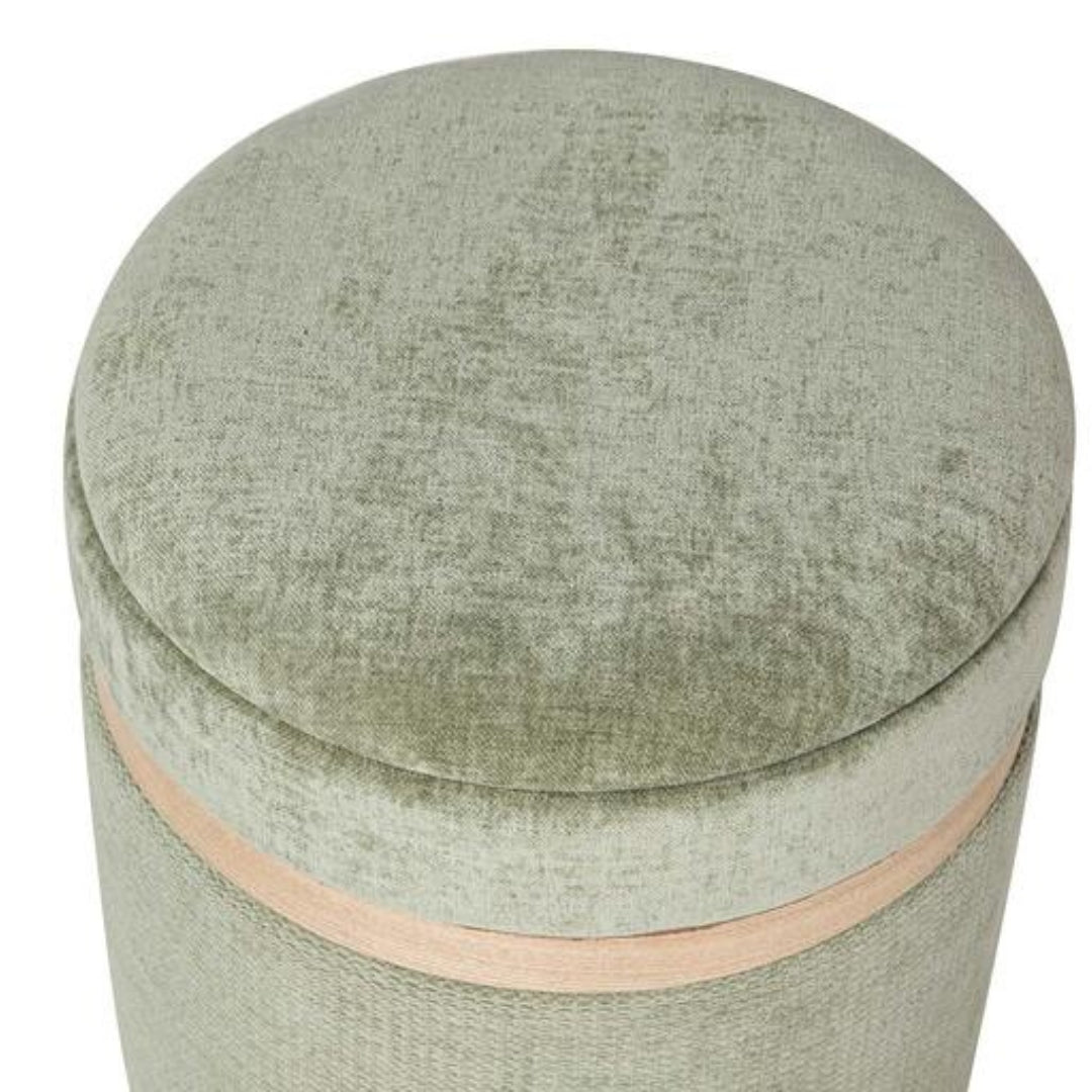 Small Green & Wood Puff - Stylish and Functional Seating Solution - LUXONAS