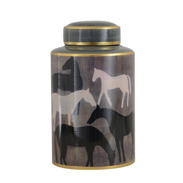 Small Horses Ceramic Jar
