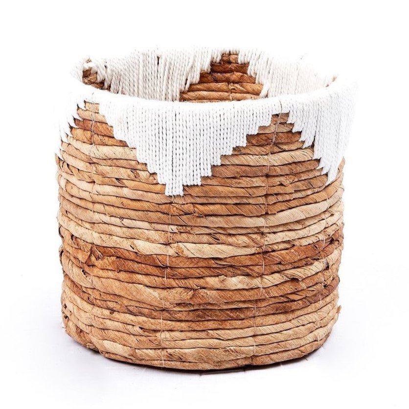 Small Seagrass Basket MENIK | Plant Basket | Woven Boho Basket | Planter | Round Flower Basket | Macrame Basket - LUXONAS HOME
