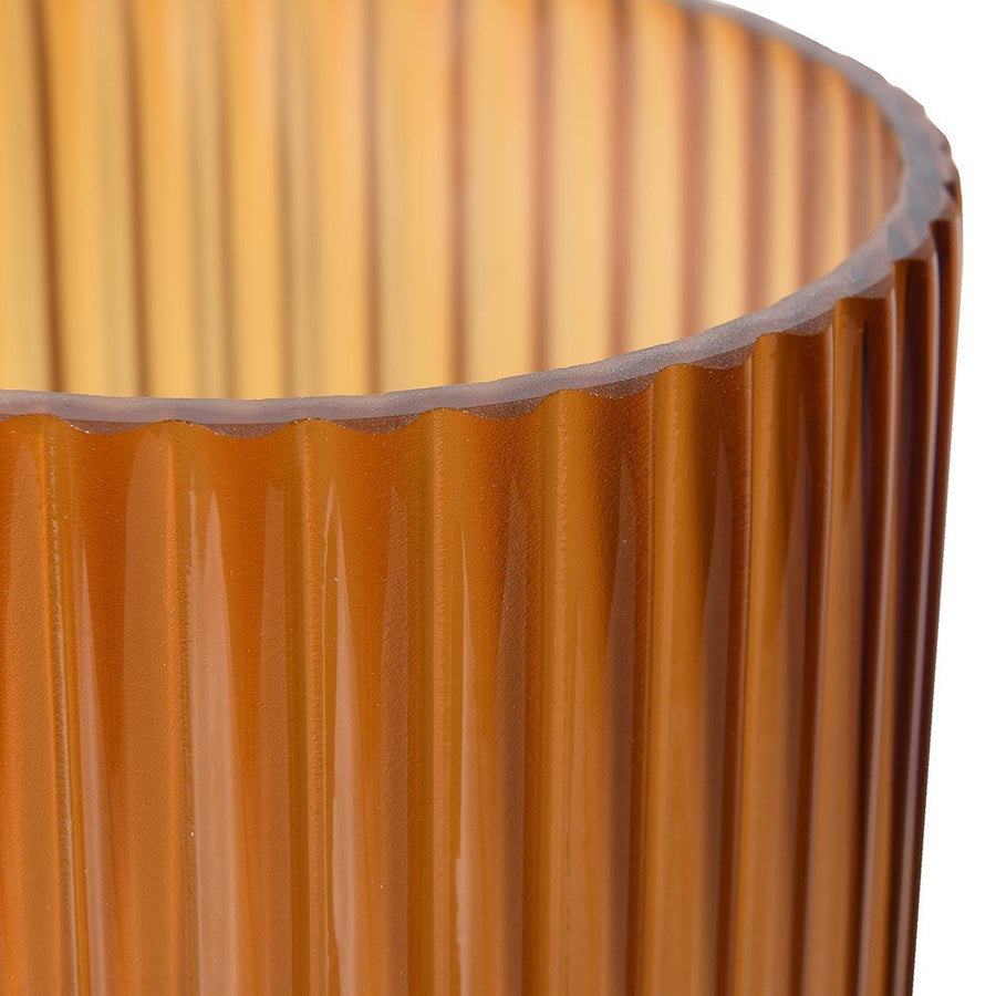 Small Smoke Fluted Vase - Elegant Glass Centerpiece